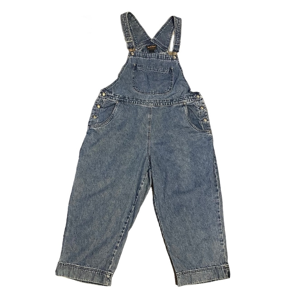 Vintage Womens Woolrich Blue Denim Bib Overalls Sz Large 100% Cotton Style 1465